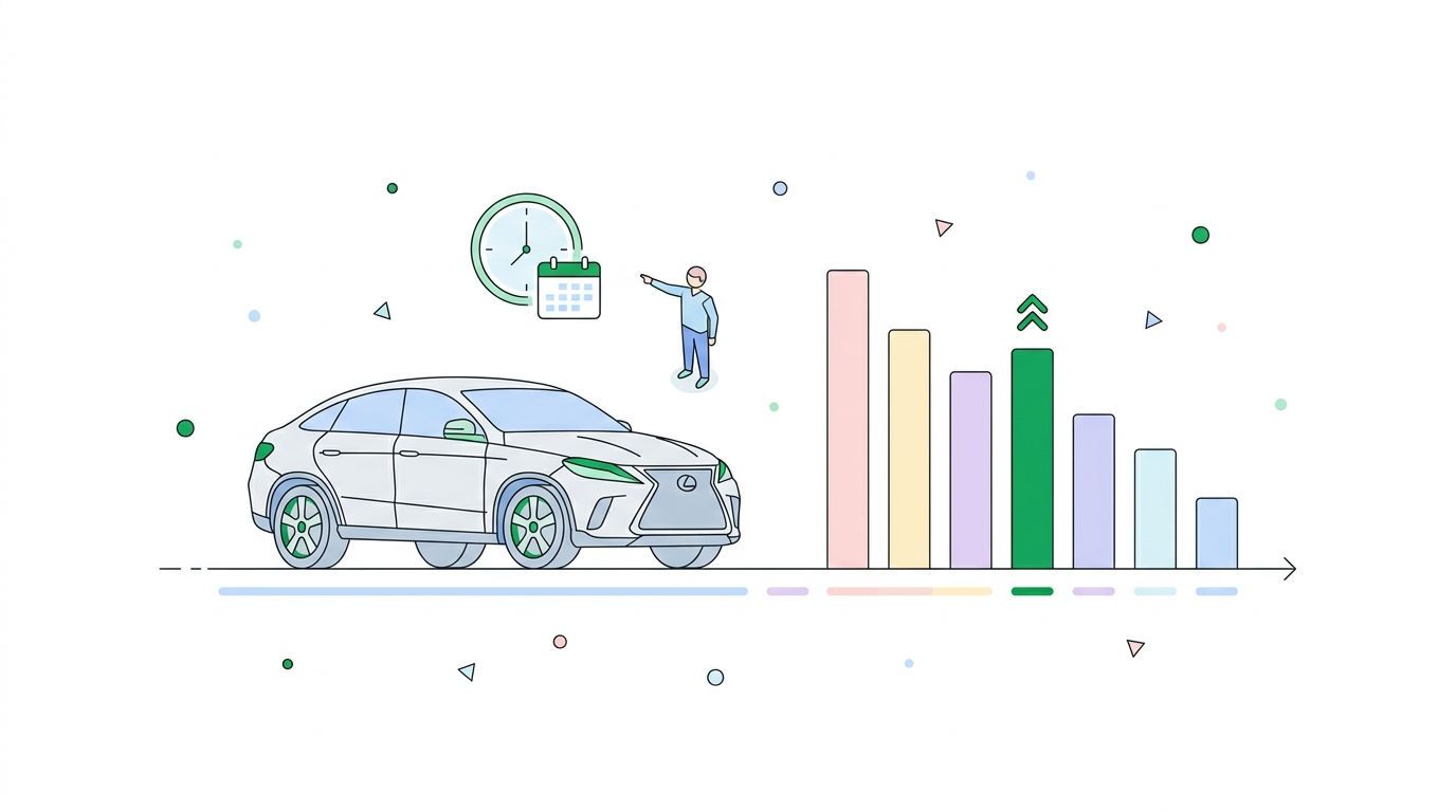 車の売却タイミングを見極めるイラスト